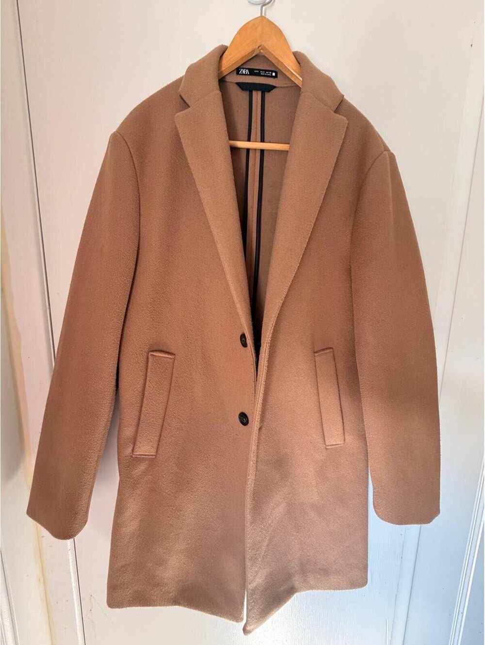 Zara Women's Camel 4 Way Stretch Wool Blend Coat Size S